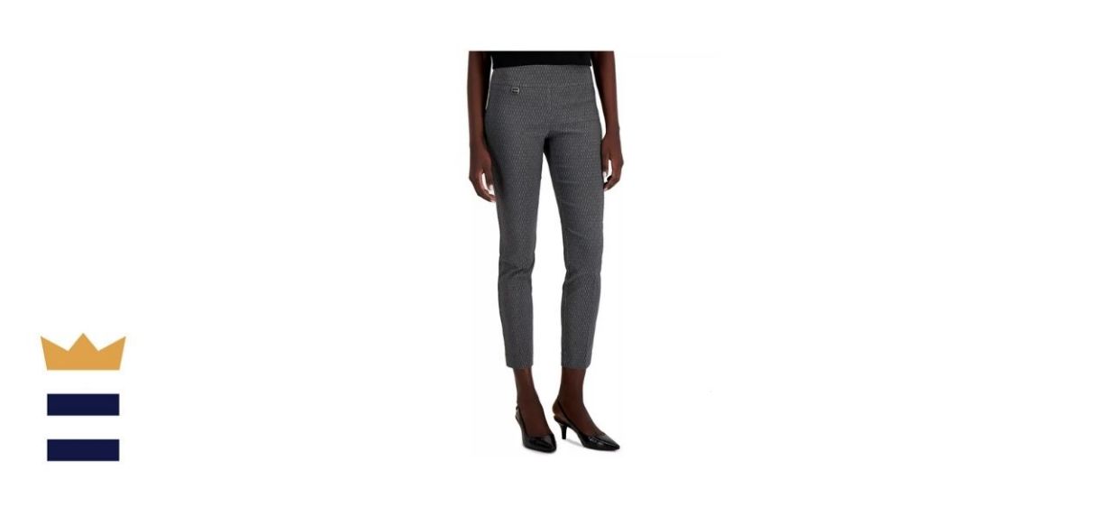 Alfani Tummy-Control Skinny Pants in Blue Geo Jacquard