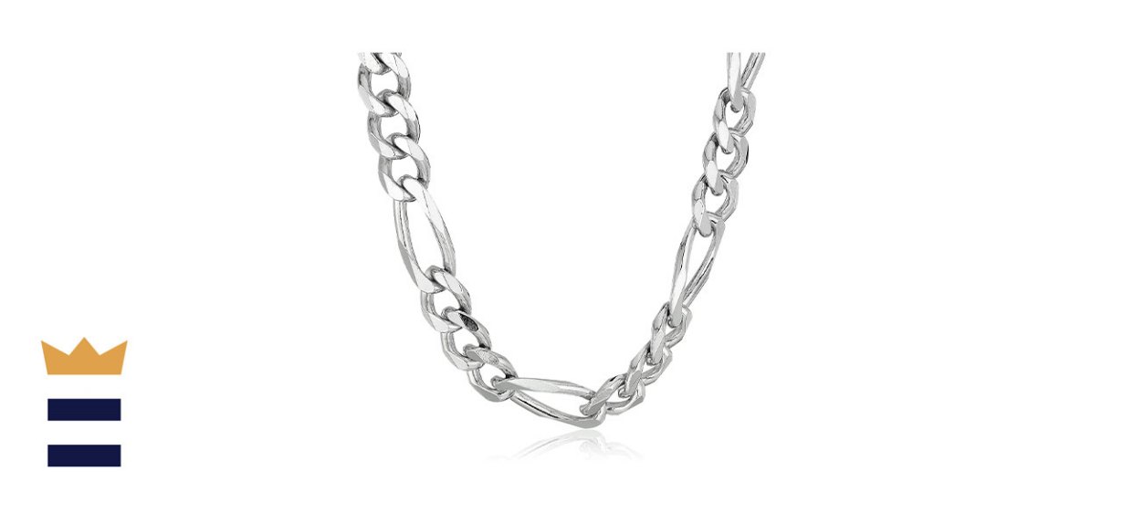 Amazon Collection Mens Sterling Silver Figaro Link Chain