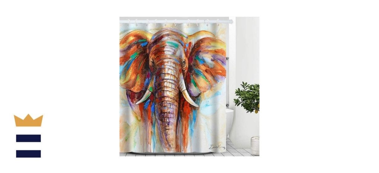 Artinme Oil and Watercolor Elephant Shower Curtain