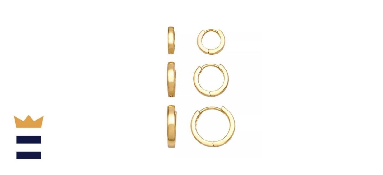 Aurielle 3-Pair Polished Huggie Hoop Earrings