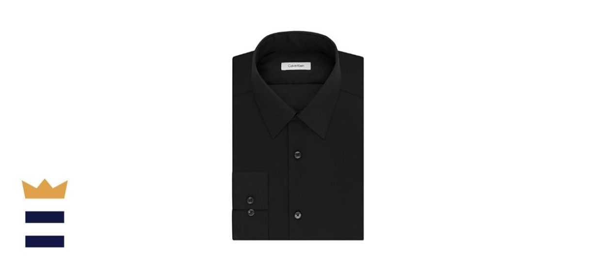 Calvin Klein Dress Shirt Slim Fit Noniron Herringbone