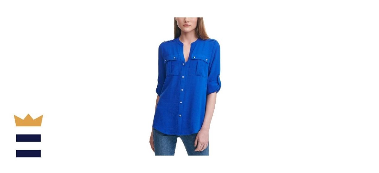 Calvin Klein Textured Roll-Tab Button-Down Shirt