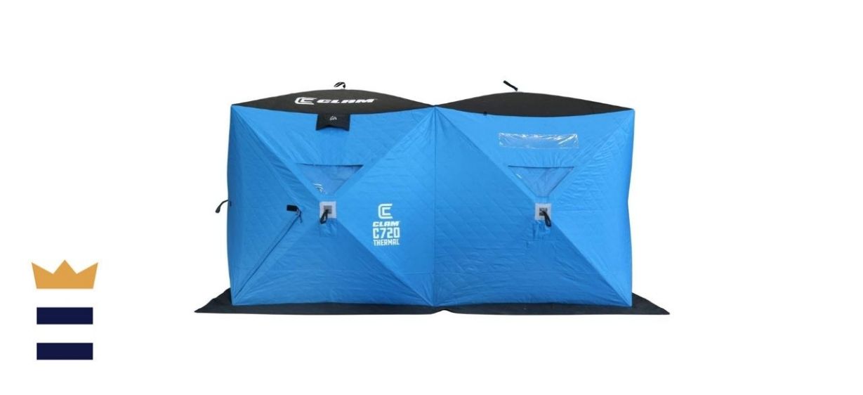 Clam 15497 C-720 2-6 Person Portable 6 x 12 Foot Pop-Up Ice Fishing Angler