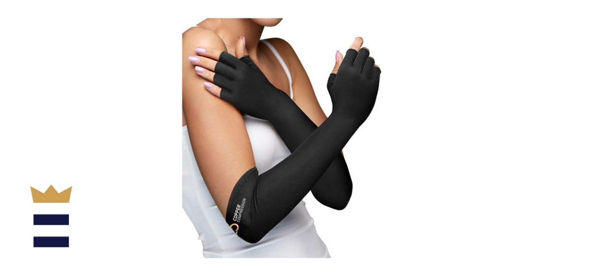 Copper Compression Long Arthritis Gloves