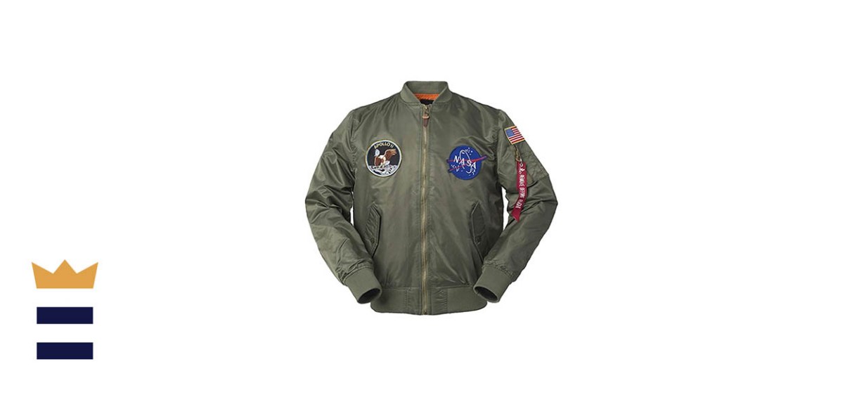 Coriresha Men's Apollo Space Embroidered Patches Slim Fit Bomber Jacket