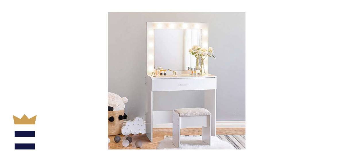 Cozy Castle Vanity Set with Lighted Mirror