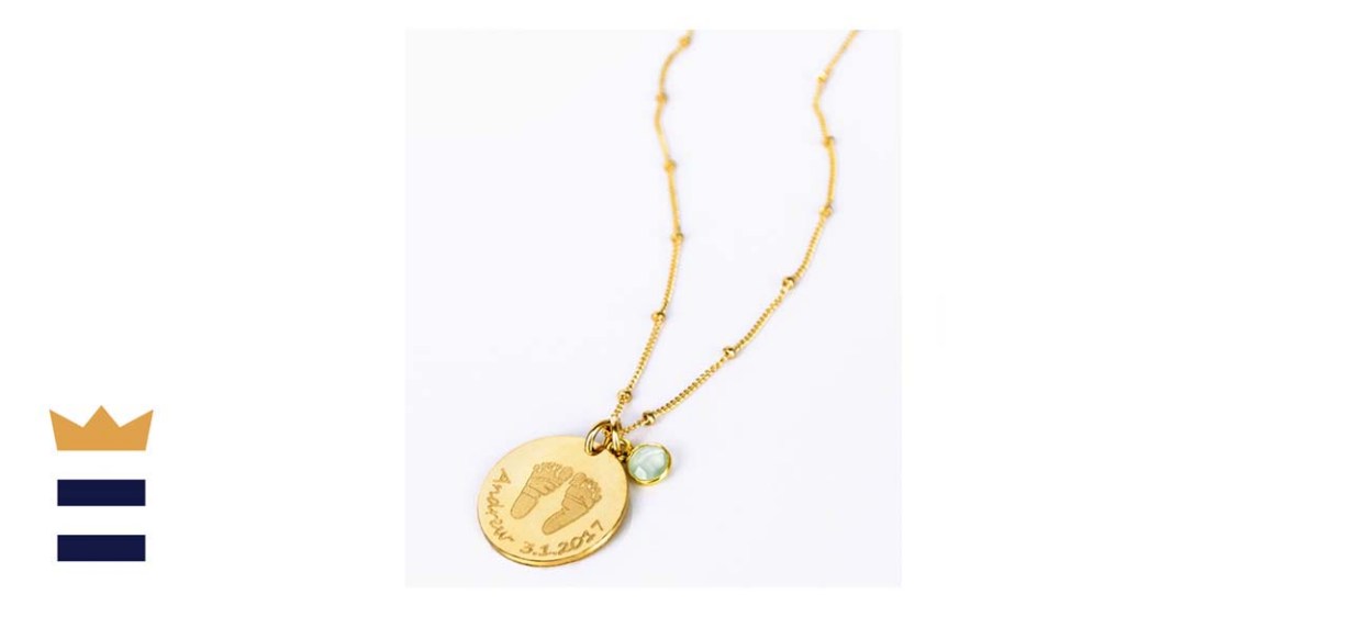 Danique New Mom Child Footprints Necklace with Birthstone