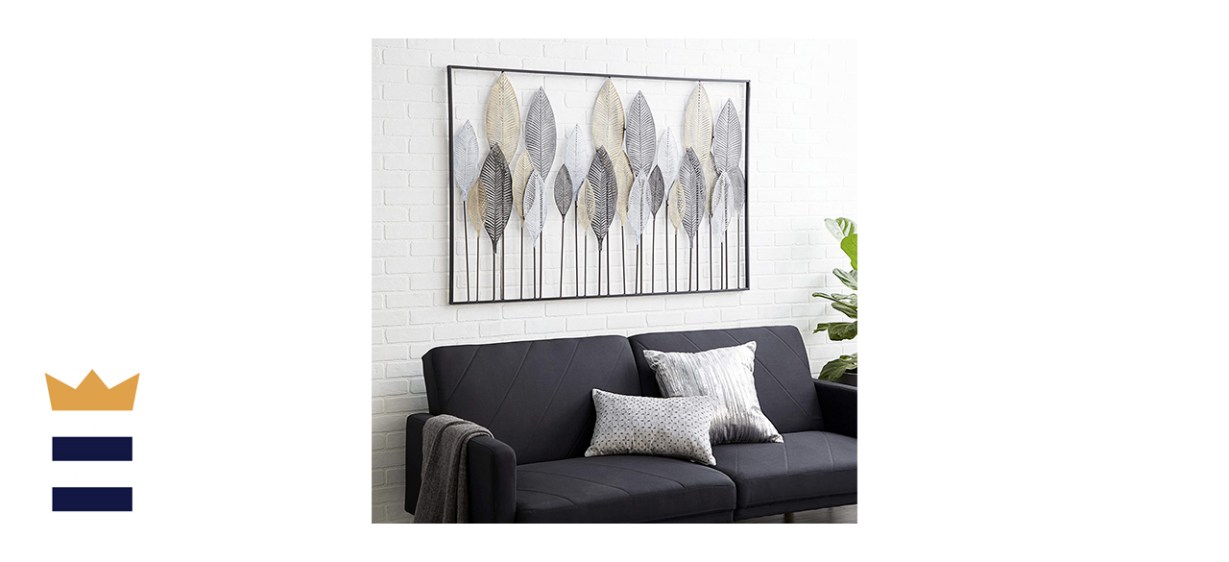 Deco 79 Large Textured Brown, White, Gray Black Metal Leaf Wall Art