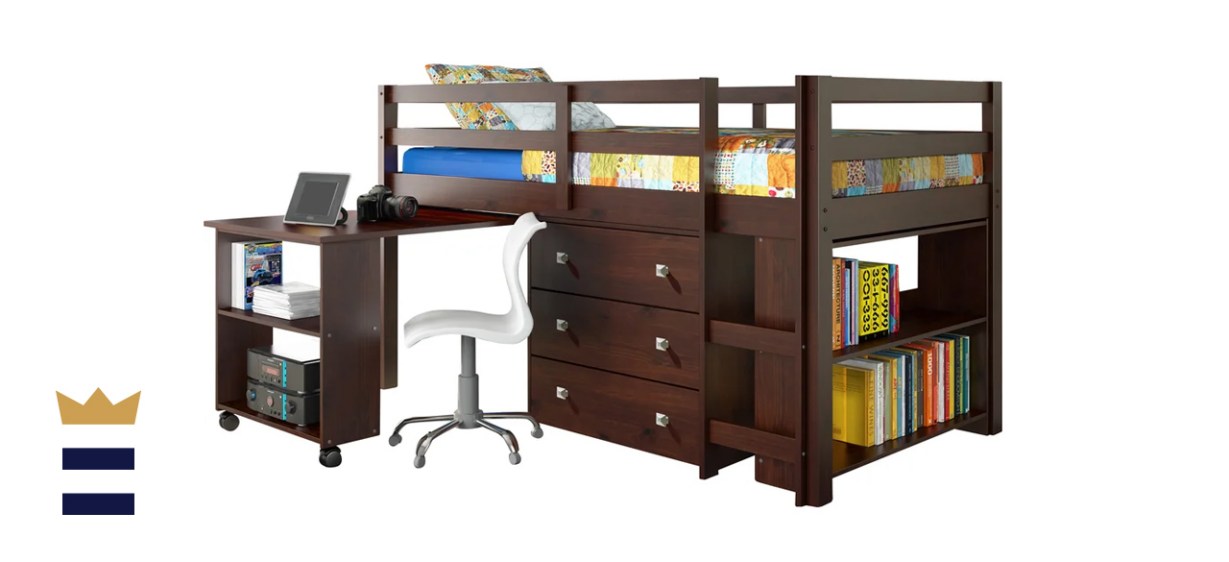 DONCO Kids Low Study Loft Bed, Dark Cappuccino