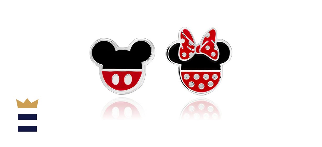 Disney Silver Plated Mismatched Stud Earrings Mickey And Minnie Mouse