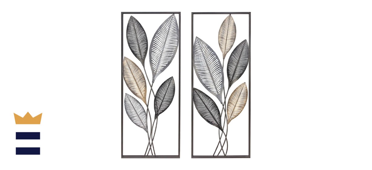 FirsTime and Co. Metallic Leaves Decor Wall Plaque Set