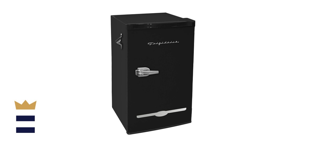 Frigidaire 3.2 Cubic Foot Black Retro Bar Fridge with Side Bottle Opener