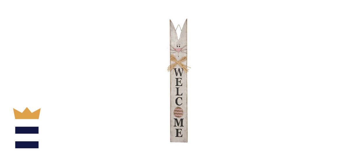 Glitzhome Wooden Easter Welcome Porch Sign with Bunny Ears