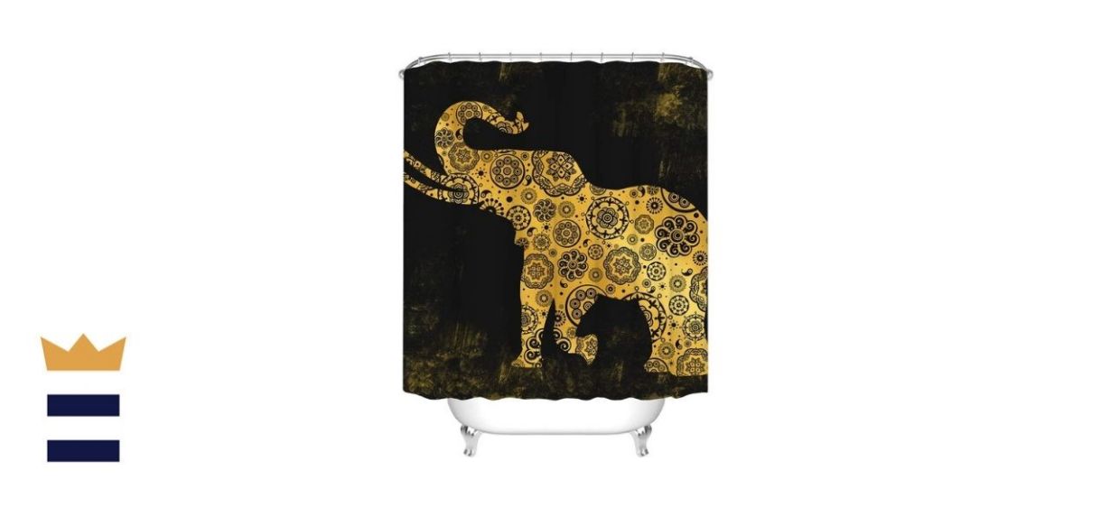 Gold Tribal Wild Elephant Shower Curtain