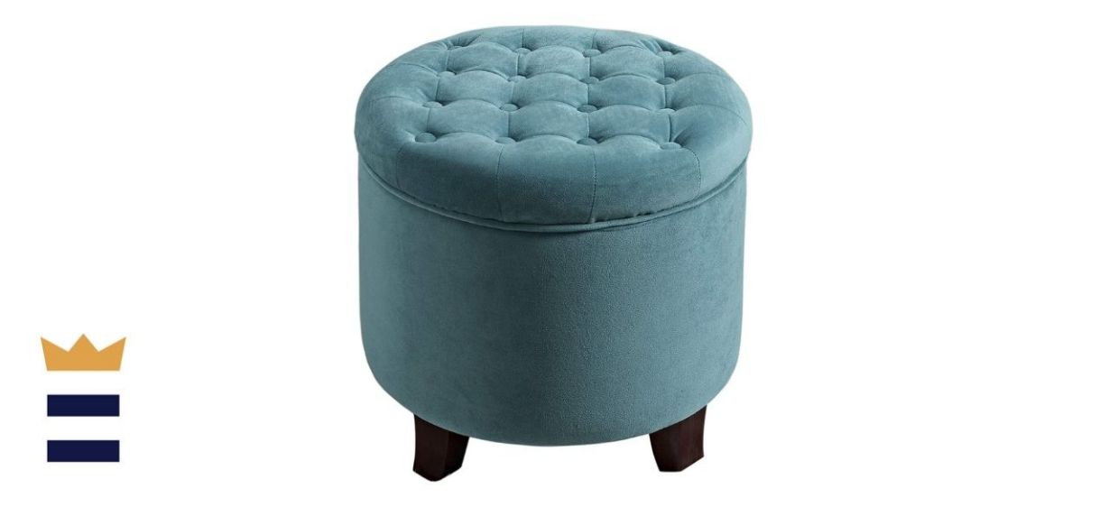 HomePop Upholstered Round Storage Ottoman