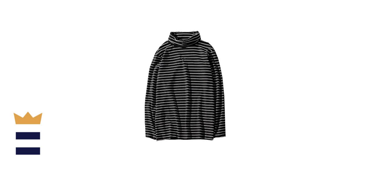 Hotmiss Long-Sleeve Striped Pullover Turtleneck T-Shirt Top