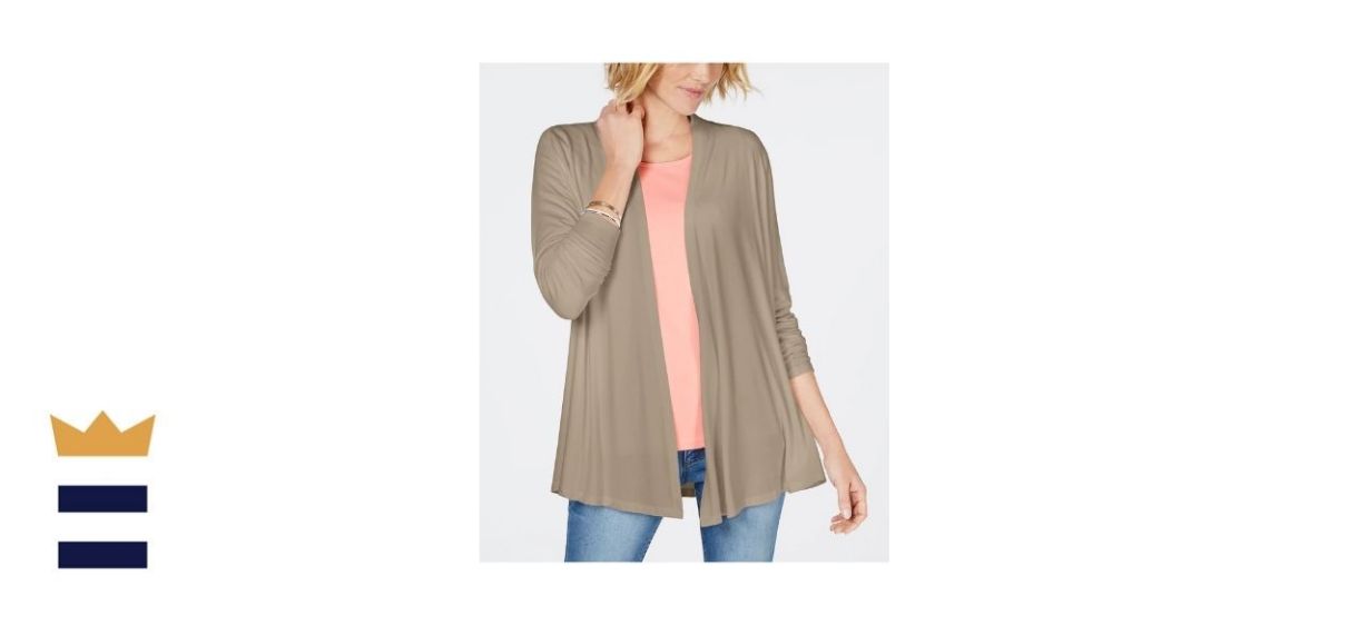 Karen Scott Draped Open-Front Cardigan