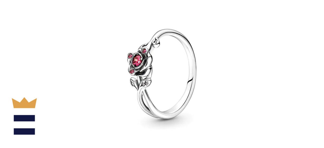 KVS Jewelry New Pandora Sterling Silver Disney Park Beauty And The Beast Rose Ring