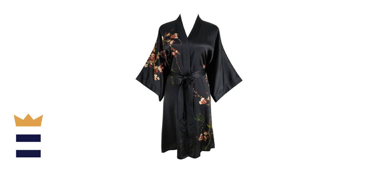 Ledamon Womens 100 Silk Kimono Short Robe