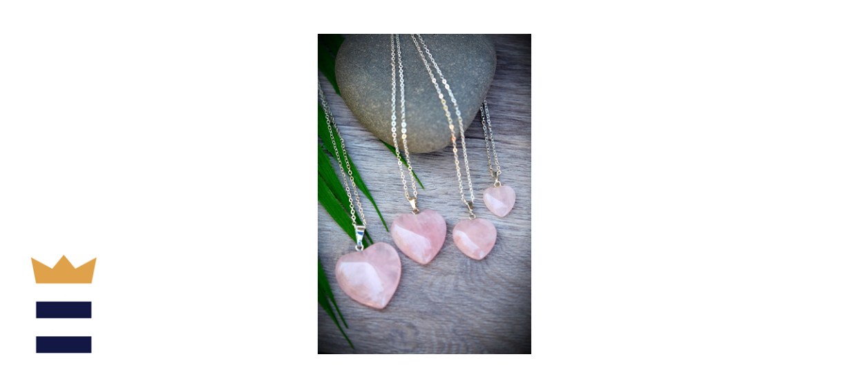 Lotus Metta Asana Love Rose Quartz Heart Pendant