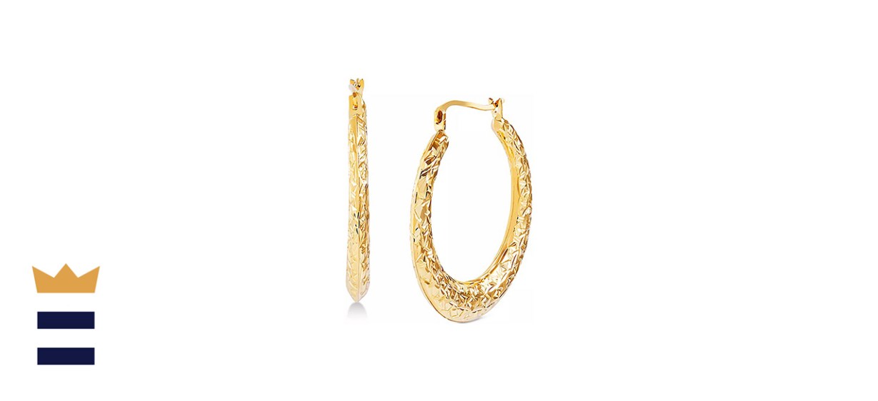 Macys Small Textured Hoop Earrings in 14K Gold