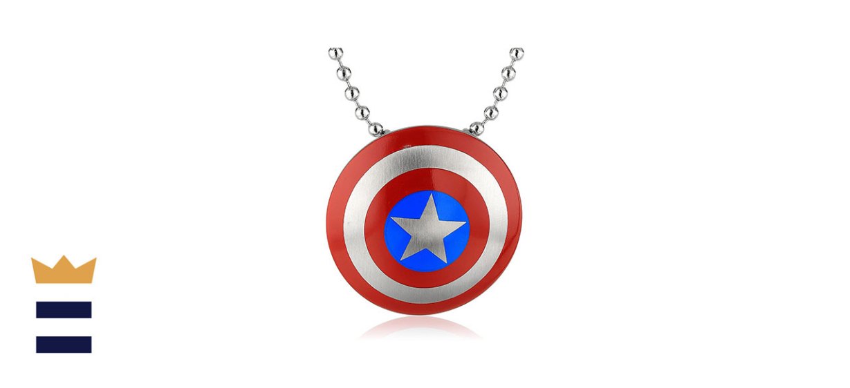 Marvel Comics Stainless Steel Captain America Shield Chain Pendant Necklace