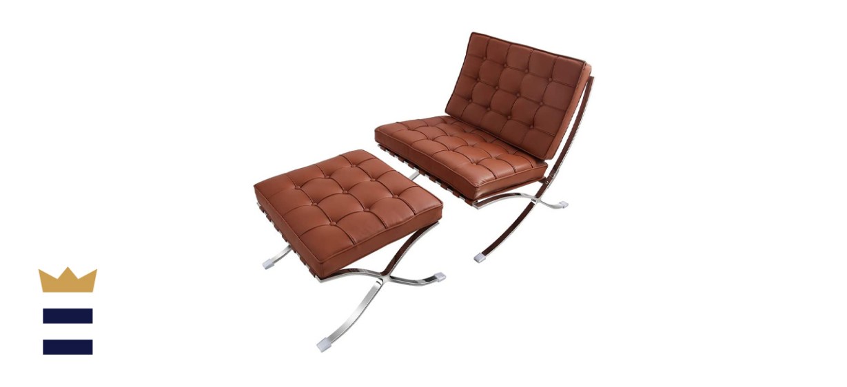 Studio Designs Mid Century Modern Bonded Leather Armless Atrium Accent Decor Lounge Chair