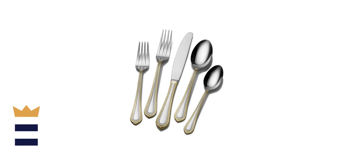 Mikasa 65-Piece Regent Bead Gold Flatware Set