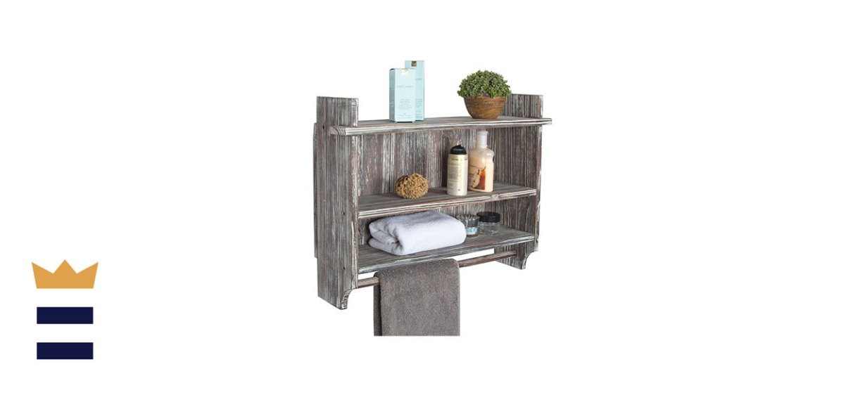 MyGift Torched Wood Bathroom Organizer Rack