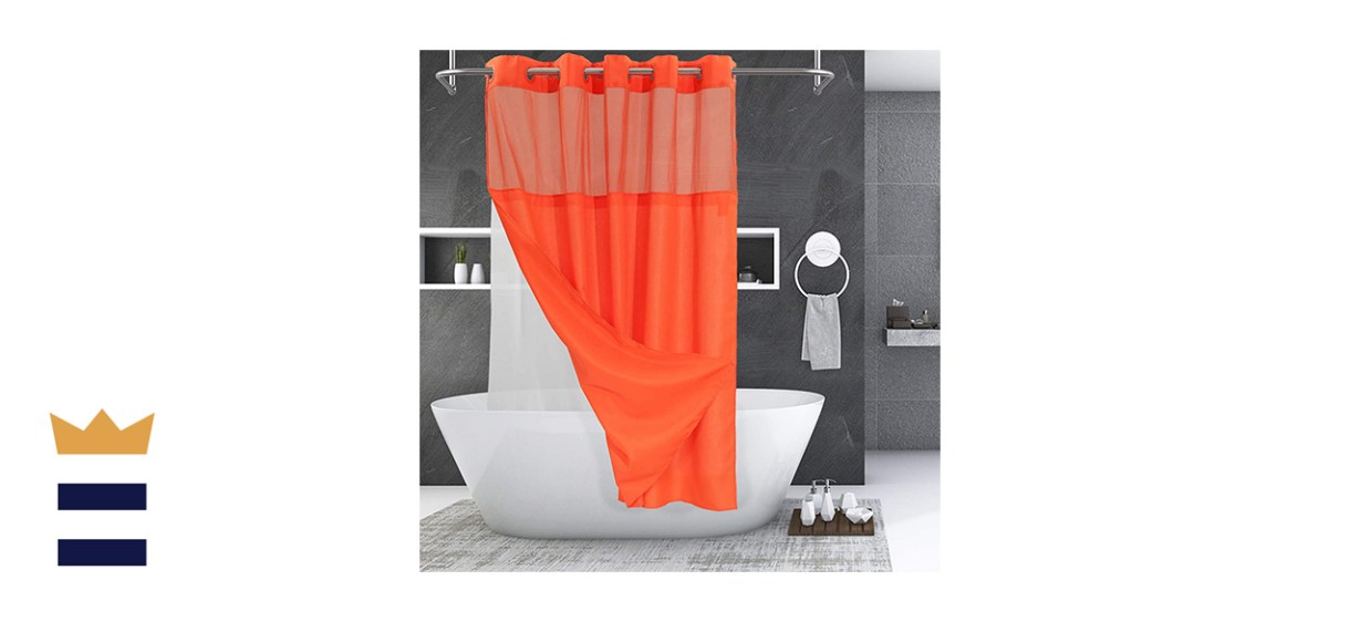 No Hooks Needed Shower Curtain with Snap in PEVA Liner Set