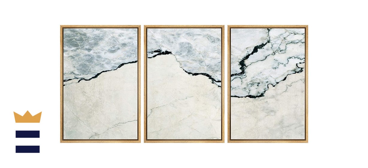 NWT Framed Wall Art Print Set Off-White Marble Granite