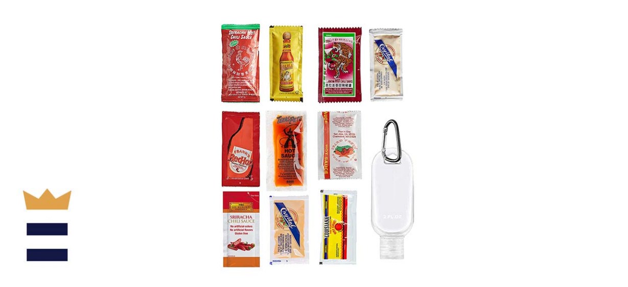 On-The-Go Assorted Hot Sauce Condiment Packets With Mini Hot Sauce Packets Keychain 