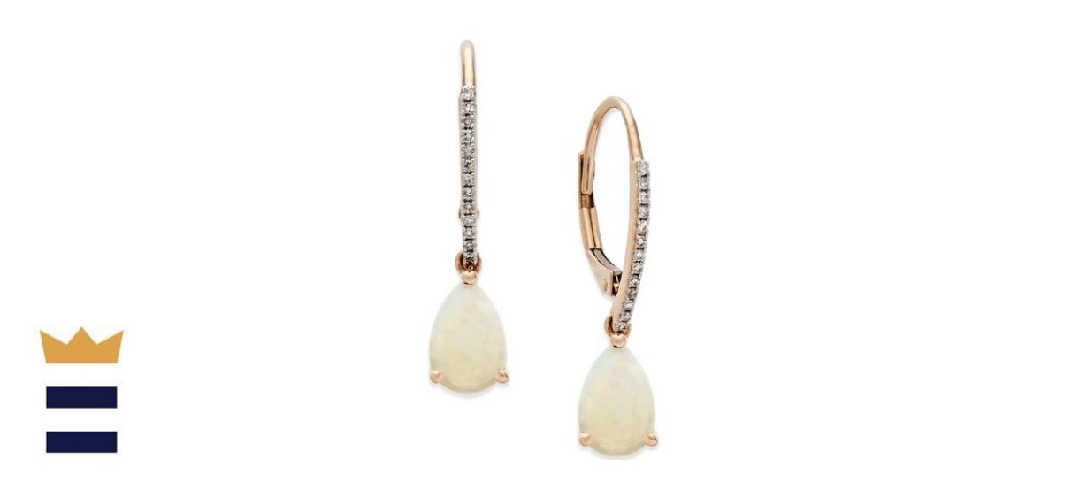 Macy's Opal and Diamond Accent Drop Earrings in 14K Rose Gold