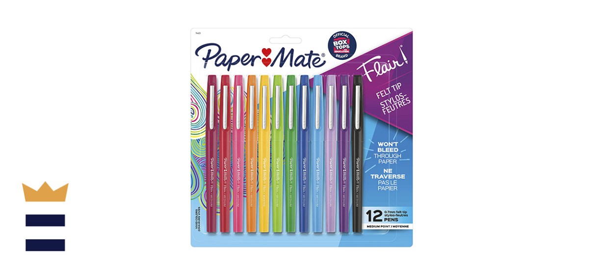 Stylos à pointe feutre Paper Mate Flair, pointe moyenne (0,7 mm), couleurs  variées, paq 12