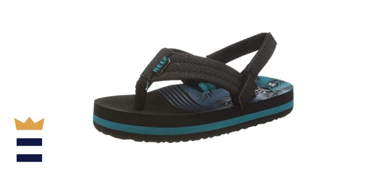 Boys GRAY & ORANGE FLIP FLOPS Durable THICK CUSHION FOOTBED Rubber Sole SIZE 2-3 