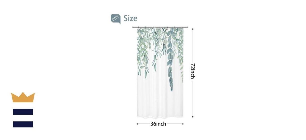 Riyidecor Botanical Stall Shower Curtain - 36 inches by 72 inches