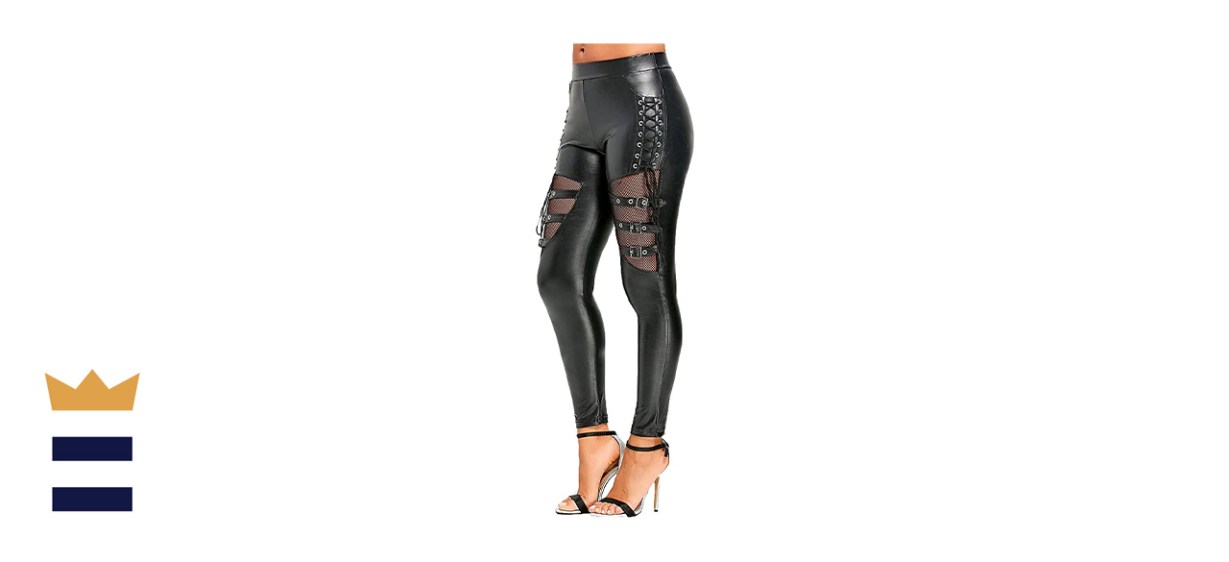 Sofkiny Fishnet Faux Leather Leggings