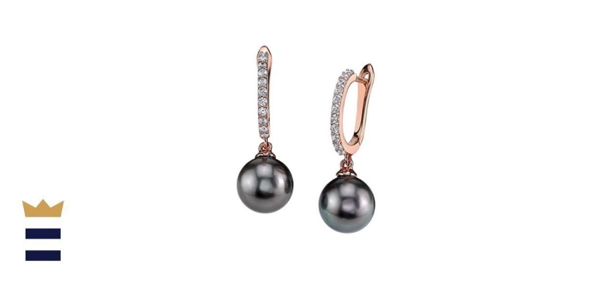 The Pearl Source Black Tahitian South Sea Cultured Pearl Earrings