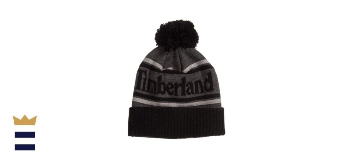 Timberland Logo Cuffed Beanie with Pom