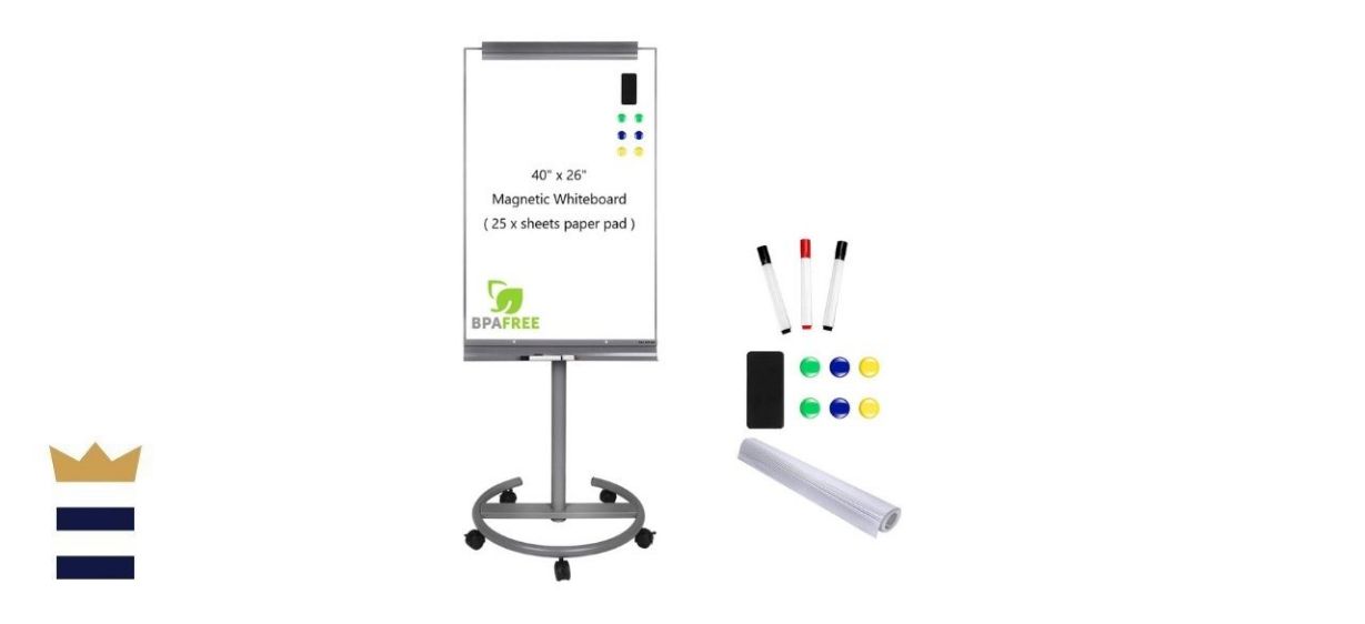 TSJ Office Rolling Whiteboard with Flipchart and Markers