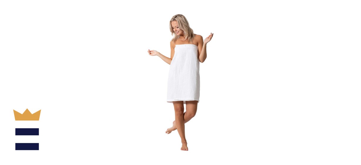 Turkish Linen Women’s Waffle Spa Body Wrap with Adjustable Closure