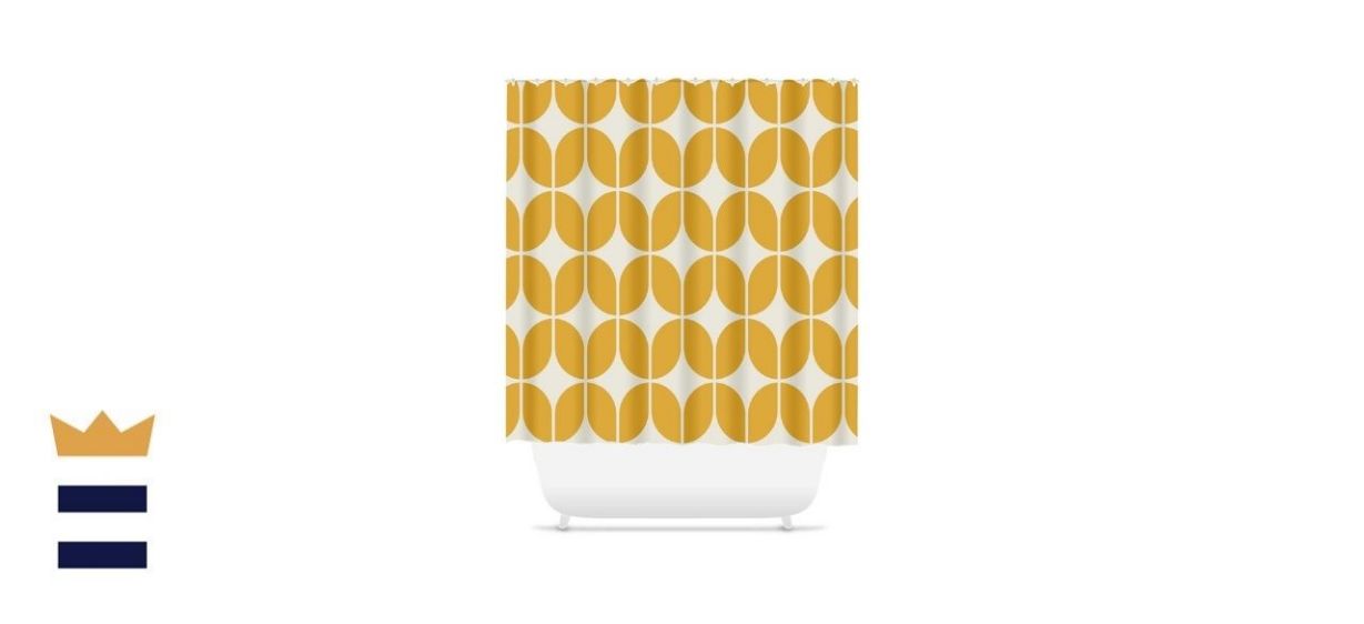 Ullihome Yellow &amp; Beige Mid-Century Modern Shower Curtain