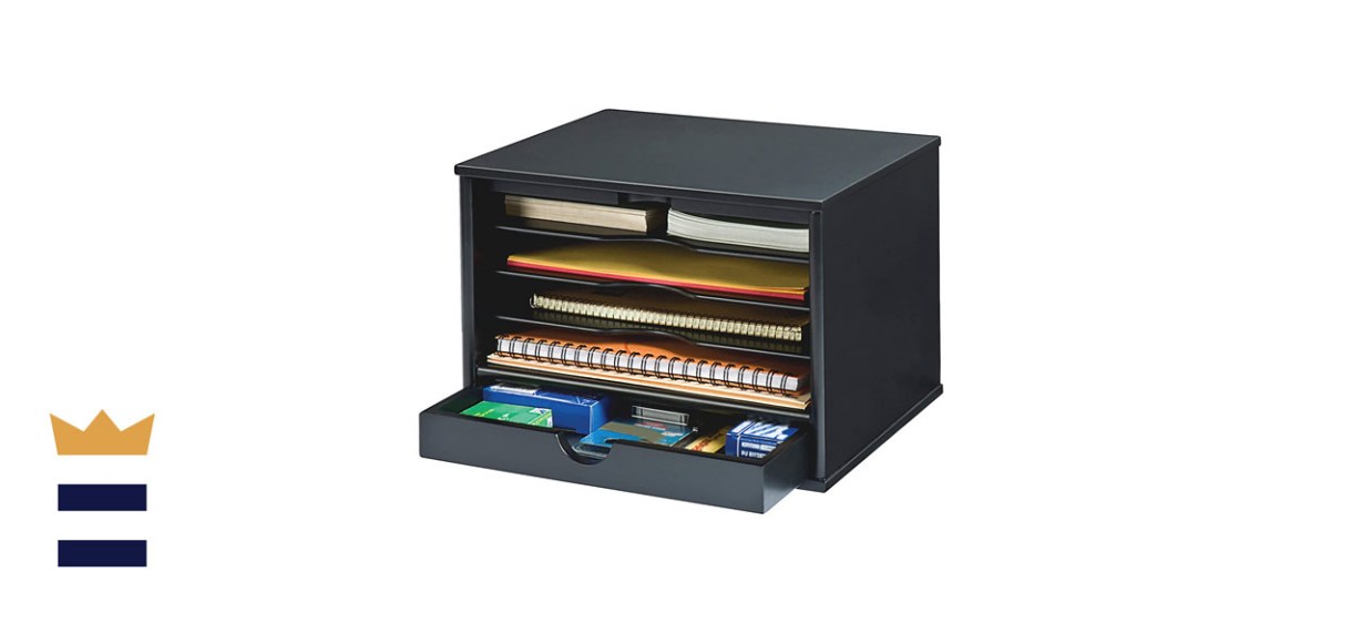 Victor Midnight Black Collection Four-Shelf Wooden Desk Organizer