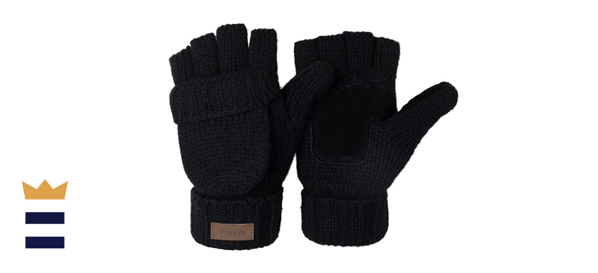 ViGrace Winter Knitted Convertible Fingerless Wool Gloves