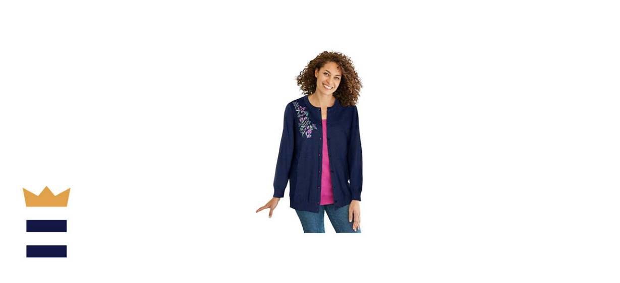 Woman Within Women's Plus Size Perfect Long-Sleeve Cardigan Sweater