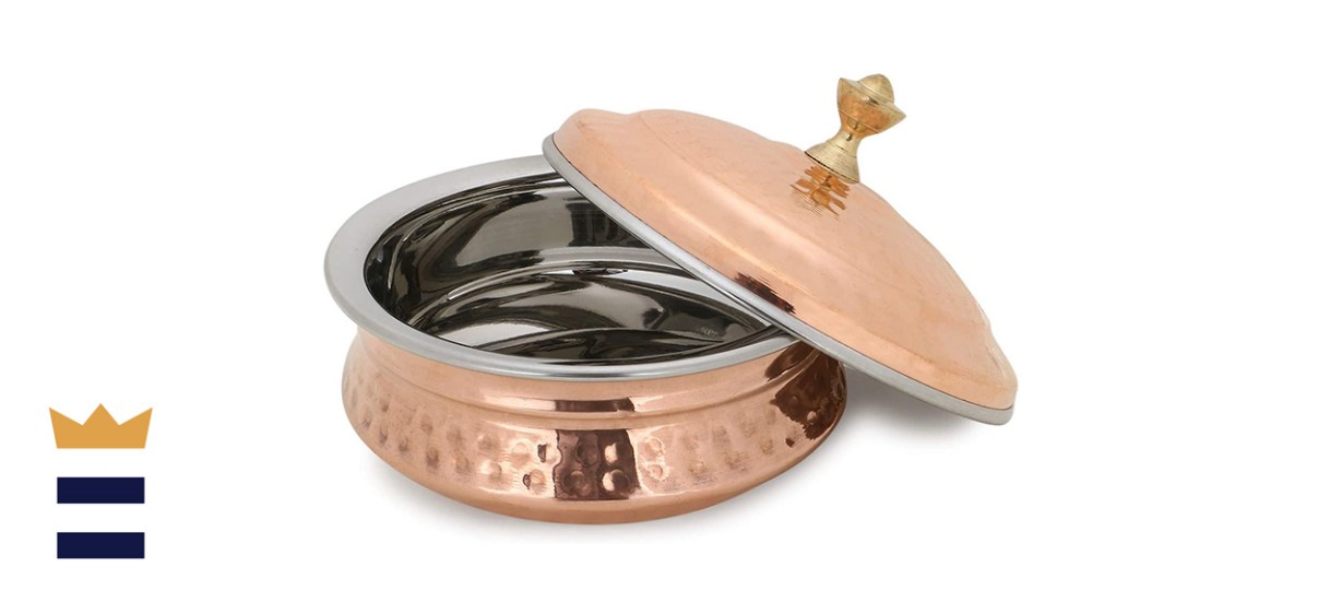 Zap Impex Hammered Copper and Stainless Steel Serving Tureen with Lid