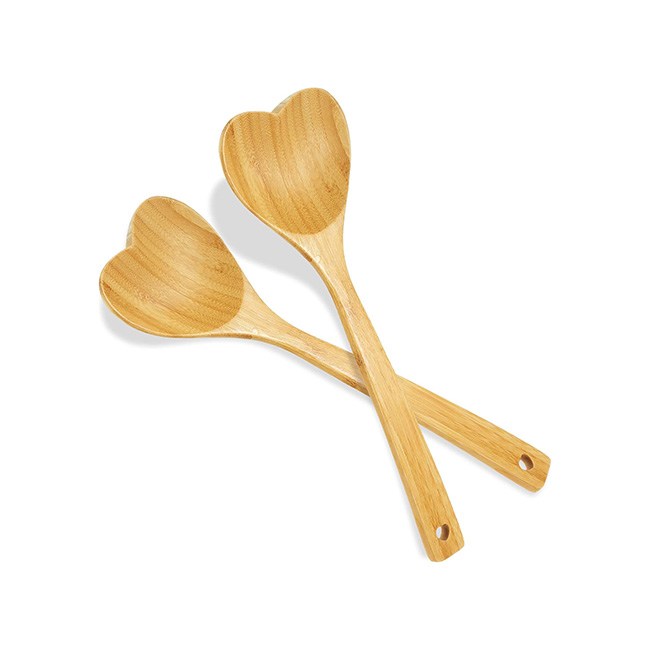 Patelai 2 Pcs Wooden Heart Spoons