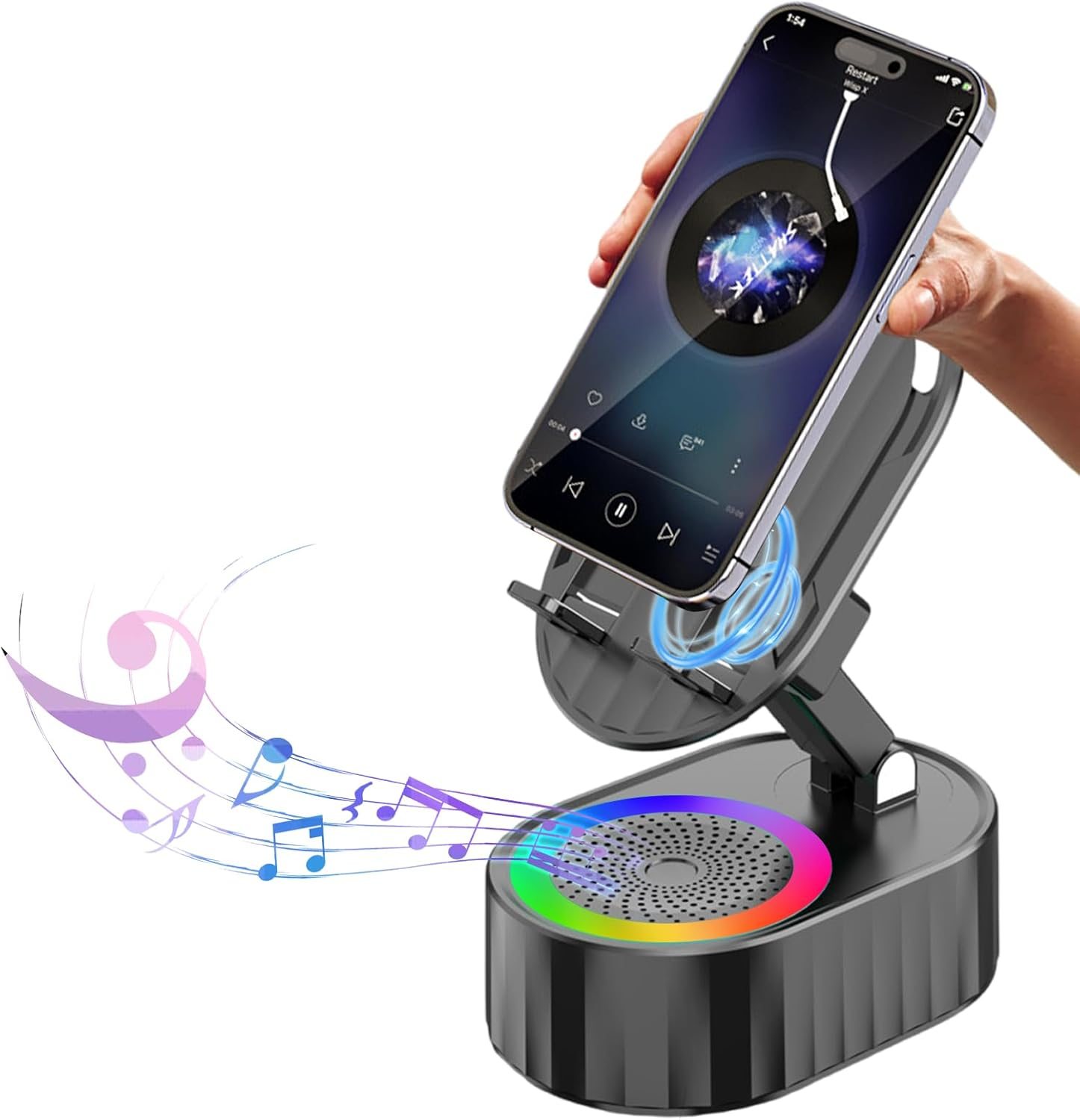 AKLLCCR Wireless Induction Audio Bluetooth Speaker 5-in-1 Phone Holder