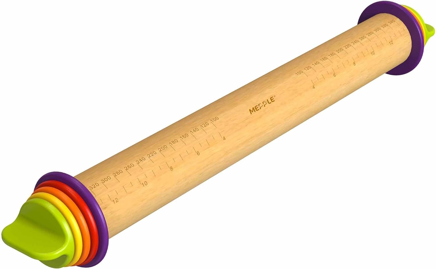 Mepple Adjustable Rolling Pin with Removable Rings