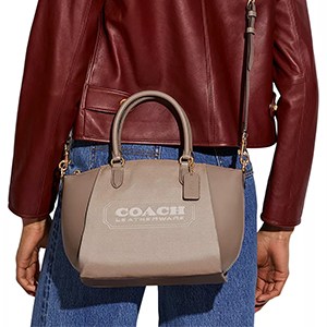 COACH Badge Jacquard Elise Satchel with Convertible Straps